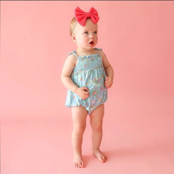 NWT POSH PEANUT CADY SLEEVELESS SMOCKED BUBBLE ROMPER - 2T - Picture 7 of 11